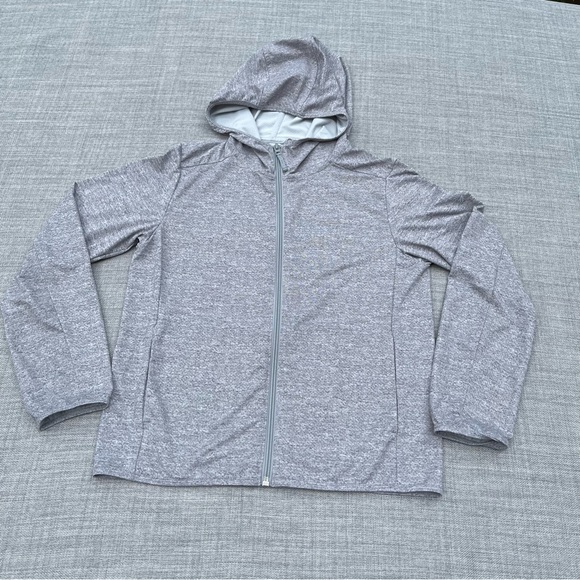 Uniqlo Youth Unisex Light Grey Full Zip Long Sleeve Hoodie Jacket Size 9-10Y - Picture 1 of 16